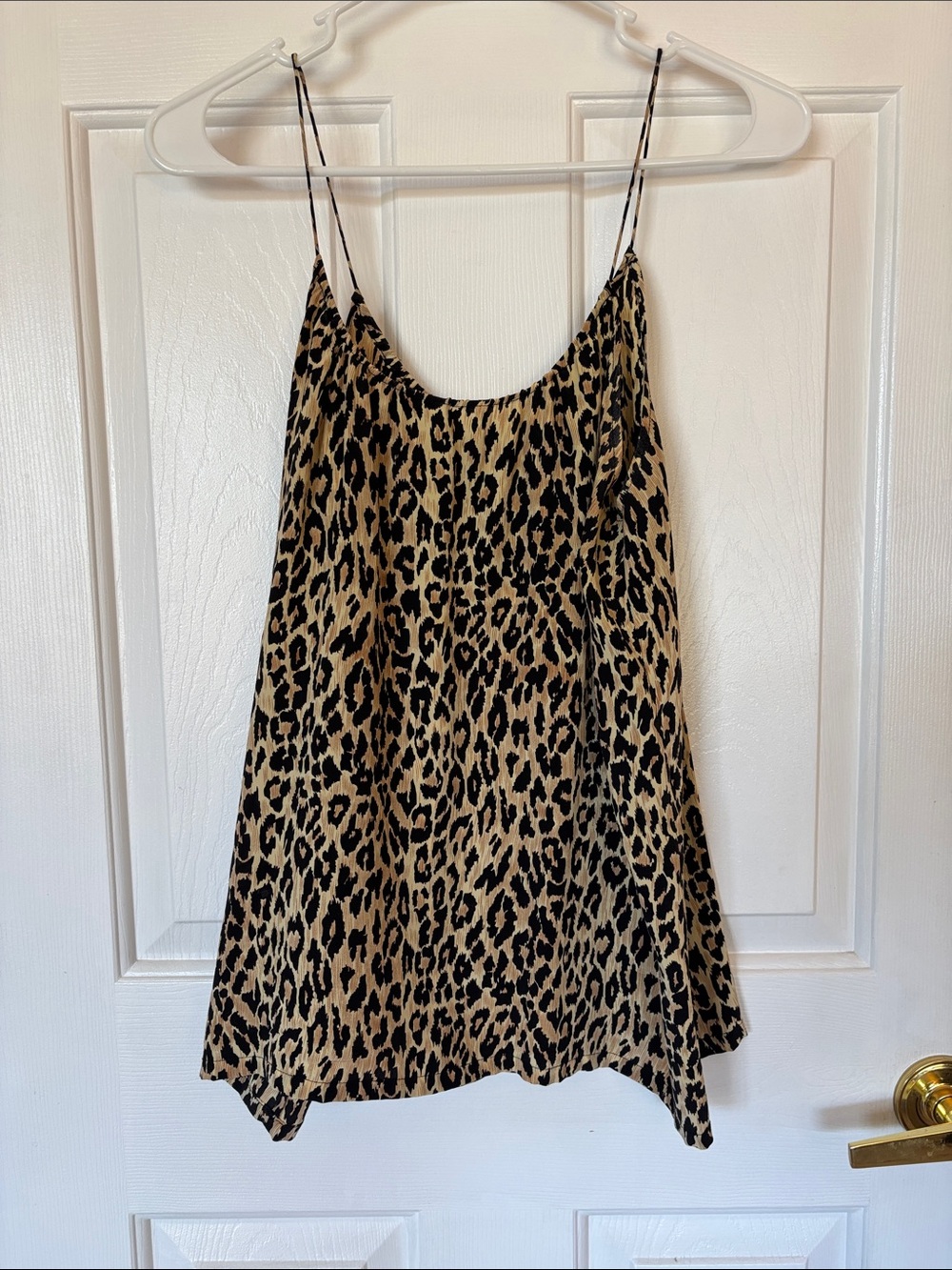 Tucker Leopard Print Spaghetti Strap Camisole in Tan and Black